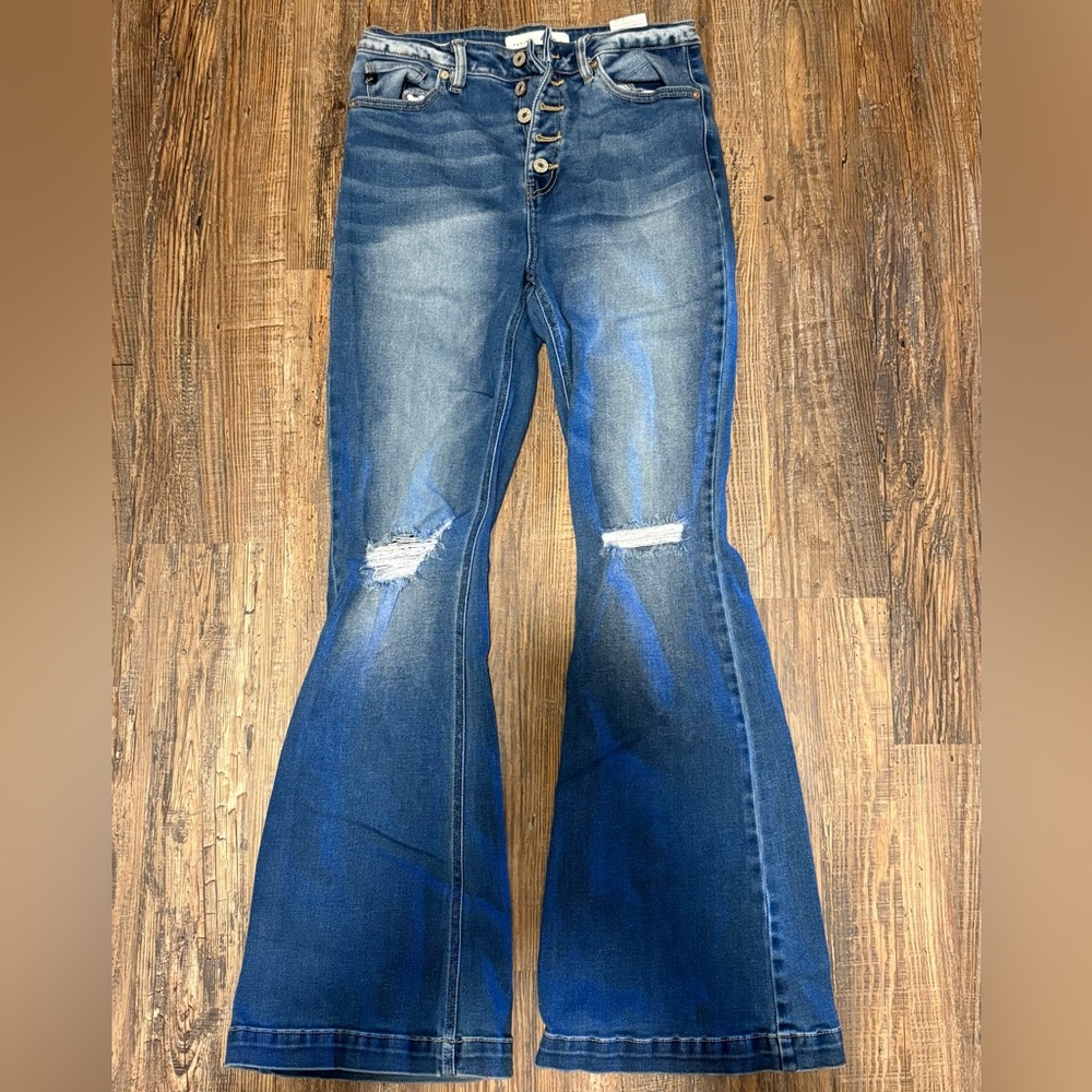 KanCan Distressed Blue Flare Jeans